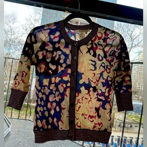 RARE VINTAGE 90sY2K EUC Diane Von Furstenburg 100% Cashmere Cardigan in Floral M